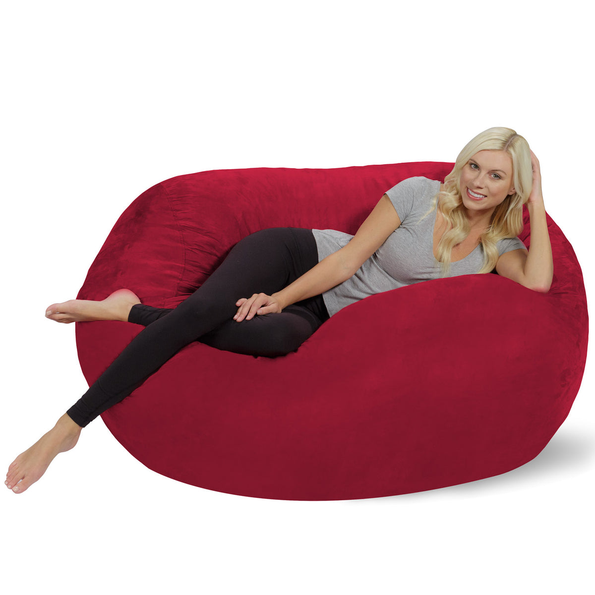 Sofa Sack 4 ft Memory Foam Bean Bag Chair, Cinnabar, Red