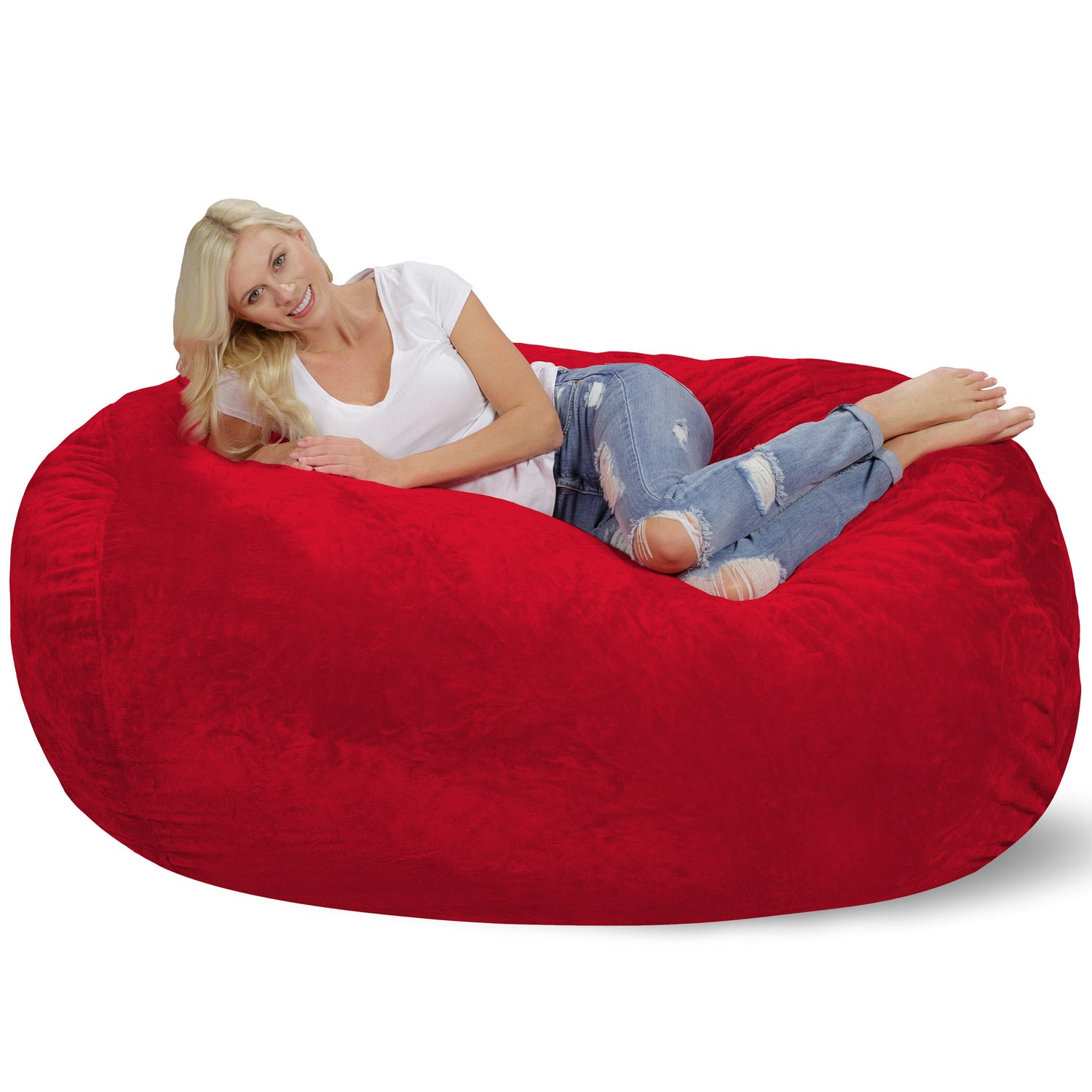 Chill Sack Giant 7.5 ft Bean Bag Lounger, Red Pebble